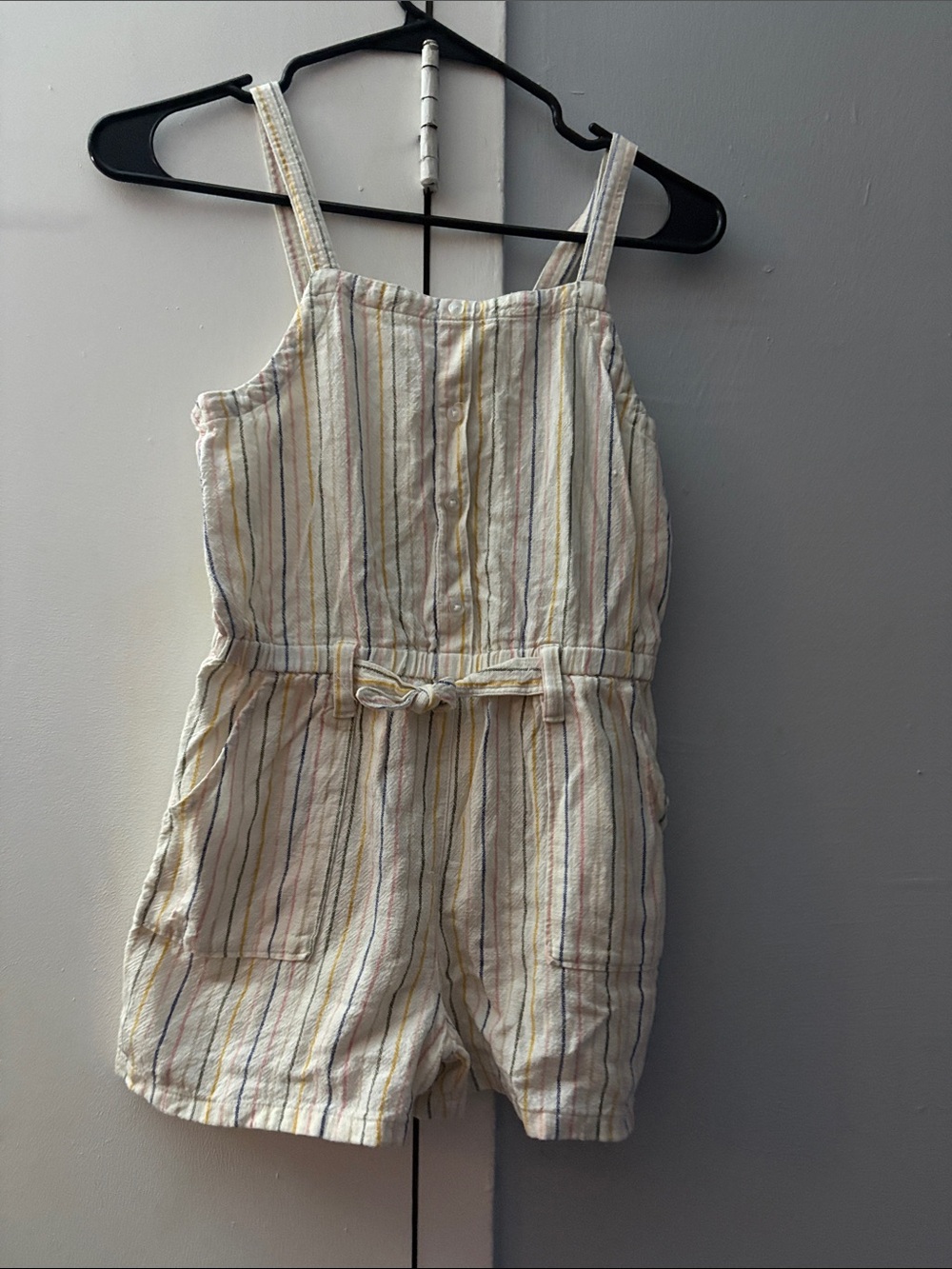 Old Navy Cream Romper with Pastel Stripes